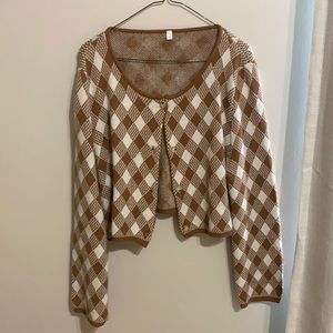 Gingham Checker Knit Cardigan